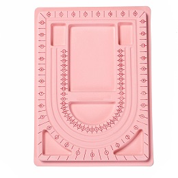 Honeyhandy Plastic Bead Design Boards for Necklace Design, Flocking, Rectangle, Pink, 24x33x1cm