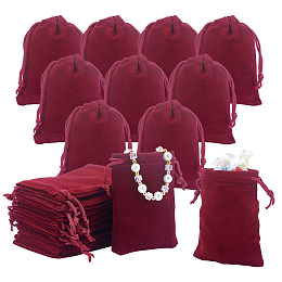 Craspire 5 pc Rectangle Velvet Pouches, with Iron Clasp, Jewelry