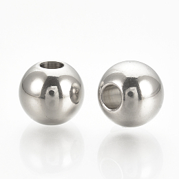 Honeyhandy 304 Stainless Steel Beads, Round, Stainless Steel Color, 3x2.5mm, Hole: 1mm