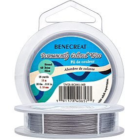 BENECREAT 49 Strands Bead String Wire (0.38MM, 49FT) Nylon Coated Stainless Steel Beading Wire for Necklace Bracelet Making, Gray