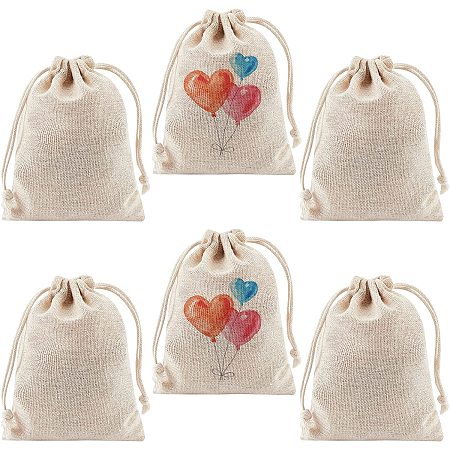 GORGECRAFT 12Pcs Sublimation Blank Drawstring Bags Medium Linen Bags Heat Transfer DIY Bag for Christmas, Anniversary, Birthday, Wedding and Party