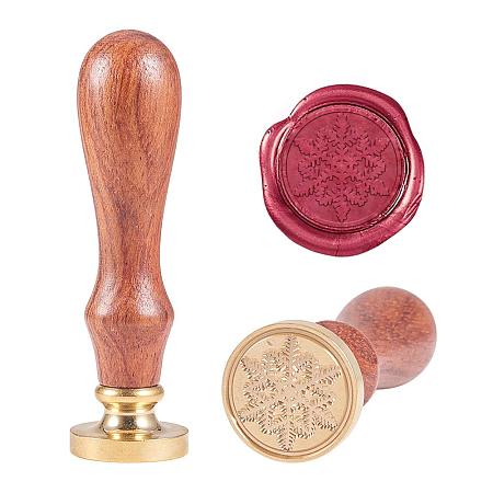 PandaHall Elite Snowflake Wax Seal Stamp with Wooden Handle Removable Vintage Retro Sealing Stamp for Christmas Embellishment of Envelopes, Invitations, Wine Packages, Gift Packing