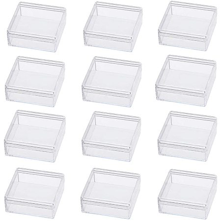 BENECREAT 15 Pack High Transparency 1.96x1.96x0.78 Plastic Storage Containers Mini Earplugs Storage Box for Bead, Pill and Small Jewelry Crafts