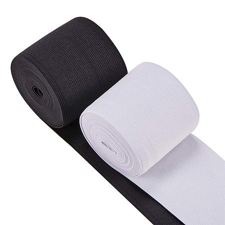 BENECREAT 10 Yards 3.15-Inch Wide Elastic Band Heavy Stretch High Elasticity Knit for Sewing (5 Yards/Roll, White & Black)