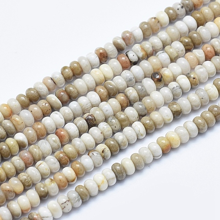 Honeyhandy Natural Silver Leaf Jasper Beads Strands, Rondelle, 4.5~5x2~3mm, Hole: 1mm, about 142pcs/strand, 15.7 inch(40cm)