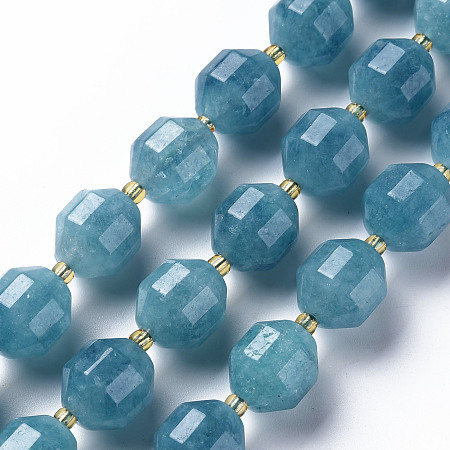 Arricraft Natural Dolomite Beads Strands, Dyed, Faceted, with Seed Beads, Double Terminated Point Prism Beads, Bicone, Cornflower Blue, 11~12x10~11.5mm, Hole: 1.5mm, about 27~28pcs/strand, 14.57 inch~15.16 inch(37cm~38.5cm)