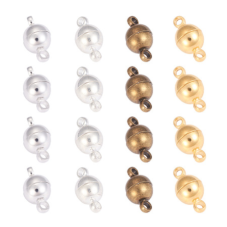 ARRICRAFT Brass Magnetic Clasps, Round, Mixed Color, 14x8mm, Hole: 1.6mm