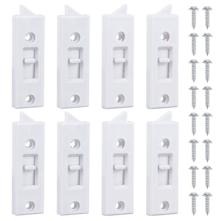 GORGECRAFT 4 Pairs Tilt Latch Replacement Window Parts and Hardware Locks Plastic Construction Snap-in 2 Hole Center Spacing Sliding Lock Replacement with 16Pcs Iron Screws for Home Windows