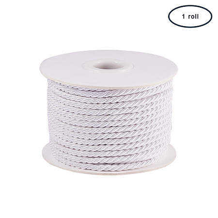 PandaHall Elite 3mm/ 21 Yards Twisted Cord Rope Nylon Twisted Cord Trim Thread String (20m, White)