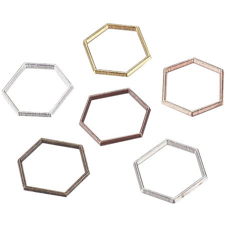 UNICRAFTALE 100pcs Alloy Linking Rings Hexagon Shape Charm Links Mixed Color Connector Charms for Necklaces Bracelets Jewelry Making 18x20x1mm