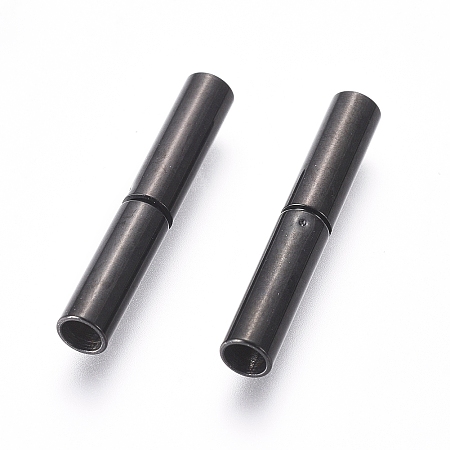 Honeyhandy 304 Stainless Steel Bayonet Clasps, Column, Electrophoresis Black, 21x3mm, Hole: 2.5mm