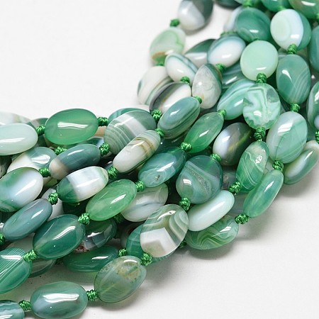 Arricraft Natural Agate Oval Bead Strands, Dyed, Light Sea Green, 14x10x5mm, Hole: 1mm, about 25pcs/strand, 16 inch