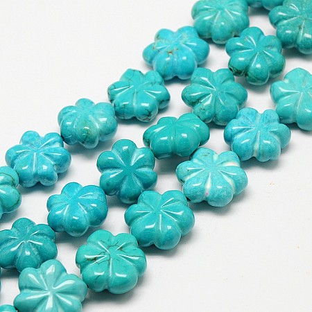 Arricraft Flower Natural Howlite Beads Strands, Dyed & Heated, 15x14x8mm, Hole: 2mm, about 27pcs/strand, 15.3 inch