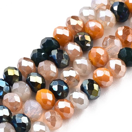 ARRICRAFT Glass Beads Strands, AB Color Plated, Faceted, Rondelle, Orange, 3.5x3mm, Hole: 0.8mm, about 132~140pcs/strand, 14.80 inches~15.16 inches(37.6cm~38.5cm)