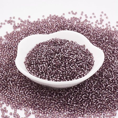 TOHO Japanese Seed Beads, Round, 11/0 Silver-Lined, Rosy Brown, 2x1.5mm, Hole: 0.5mm, about 933pcs/10g
