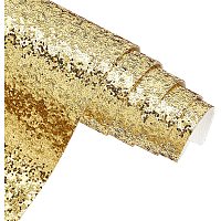 BENECREAT 11.5"x 53" 1mm Thick Glitter Faux Leather Sheet Gold Sparkle Shiny Faux Leather for Earrings Bows DIY Craft Wedding Sewing