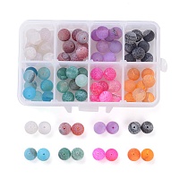 Nbeads Natural Weathered Agate Beads, Dyed, Frosted, Round, Mixed Color, 10mm, Hole: 1mm; 8colors, 10pcs/color, 80pcs/box