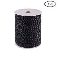 PandaHall Elite 5mm/ 21 Yards Twisted Cord Rope Nylon Twisted Cord Trim Thread String, Black