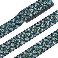 PandaHall Elite 7.6 Yards Green Jacquard Ribbon, 2 Inch /5cm Woven Embroidered Ribbon Vintage Flowers Straps Fabric Bias Tape for Clothes Bag Holiday Christmas Decor Gift Wrap