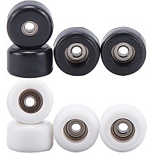 FINGERINSPIRE 8 pcs Polyurethane Fingerboard Bearing Wheels Black/White Fingerboard CNC Lathed Bearing Wheels Mini Skateboard CNC Bearing Wheels