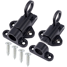 GORGECRAFT 2Pcs Door Bolt Aluminum Alloy Automatic Latch Lock with 8Pcs Screws Self Closing Security Slide Window Gate Spring Latch Bolt for Gates Courtyard Shed Door Cabinet Toilet Bathrooms, Black