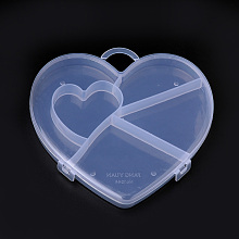 Honeyhandy Plastic Bead Storage Containers, 5 Compartments, Heart, Clear, 15.2x16x1.9cm, Hole: 2.7x2.3cm