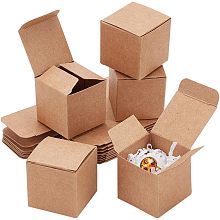 PandaHall Elite 30 Pack Kraft Paper Boxes 1.6x1.6x1.6 inch Gift Box Brown Square Boxes Gift Packaging Boxes Folding Jewelry Boxes Small Boxes for Christmas Festival Small Business Party Favors