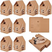 BENECREAT 30Pcs House Shaped Gift Boxes, 3x3x3inch Log Kraft Paper Candy Box Cardboard Treat Bags for Wedding Baby Shower Birthday Party