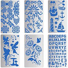 BENECREAT 6Pcs 4"x6.8" Metal Journal Stencils Floral/Letter/knot/Flower/Fairy, Metal Steel Stencil Template for DIY Scrapbooking and Crafting