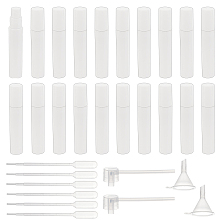 BENECREAT 80pcs 2ml Mini Plastic White Spray Bottles, Portable Frosted Perfume Bottles with 6pcs 1ml Pipettes, 2pcs Funnels and 2pcs Plastic Pump for Travel Perfume and Essential Oil