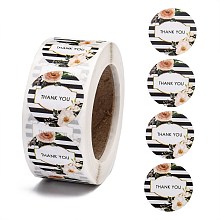 Honeyhandy 1 Inch Thank You Roll Stickers, Self-Adhesive Paper Gift Tag Stickers, for Party, Decorative Presents, Word, 24.5mm, 500pcs/roll