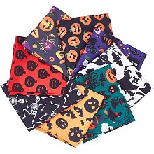 GORGECRAFT 8 Sheets 8 Styles Halloween Fabric Fat Quarter Cotton Fabrics Bundles Precut Patchwork Multi-Color Ghost Pumpkin Witches Castles Pattern Cloths Sheets for Sewing Crafts DIY Decorations