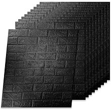 GORGECRAFT 10 Pack 3D Brick Peel and Stick Wallpaper Stone Wall Panels Self Adhesive Backsplash Removable Waterproof Home Decoration for Bedroom Living Room TV Wall(Black)