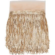 BENECREAT 10Yard PVC Sewing Fringe Trim, 7.87inch Wide Gold Sequins Lace Tassel Fringe Trim for DIY Craft Clothing Garment Curtain Accessories