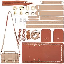 WADORN DIY Shoulder Bag Making Kit, PU Leather Knitting Crochet Bag Making Materials Crossbody Bag Stitching Complete Tool Set Handmade Sewing Handbag Making Accessories, 7.5x2.8x3.9 Inch(Khaki)