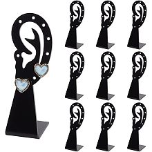 AHANDMAKER 10 Pcs Acrylic Earring Display Holder, Ear-Shape Jewelry Earring Display Stand Rack, 9 Holes Earring Hanger Board, Earring Pegboard Organizer for Dangle Earring Necklace Display, Black