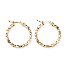 Honeyhandy 201 Stainless Steel Hoop Earrings, with 304 Stainless Steel Pins, Twisted Ring Shape, Golden, 25x2.5mm, Pin: 1x0.7mm