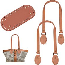 PandaHall Elite Brown Crochet Bag Making Kit 1pc Oval Long Crochet Bag Bottom PU Leather Knitting Bags Nail Bottom Shaper with 2pcs 24.2” Shoulder Straps for Handbag Shoulder Bag Purse Making Supplies