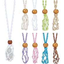 Arricraft 8 Pcs 8 Colors Empty Crystal necklace Holder, Adjustable Stone Cage Replacement Holder Crystal Pendants Cotton Cord Braided Necklaces for DIY Making