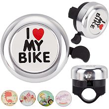 CREATCABIN I Love My Bike Bicycle Bell Aluminum Alloy Bike Bells Ring Round Pink Loud Sound Cycling Handlebars Bells with 4Pcs Resin Stickers