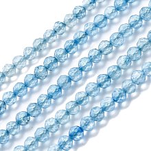 Honeyhandy Natural Topaz Crystal Beads Strands, Faceted, Round, 3mm, Hole: 0.5mm, about 147pcs/strand, 15.35 inch(39cm)