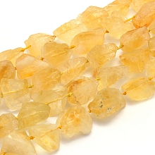 Honeyhandy Rough Raw Natural Citrine Beads Strands, Nuggets, 14~24x10~20mm, Hole: 1mm, 16.5 inch(41.9cm)