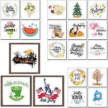 FINGERINSPIRE Festivals Wall Decor Signs with 20 Interchangeable Designs Pictures, 3pcs Wood Picture Frame with Acrylic Sheets–7.09 x 7.09inch Perfect for Festivals Home Indoor Decoration