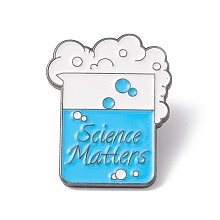 Honeyhandy Word Science Matters Enamel Pin, Chemistry Bottle Alloy Badge for Teachers' Day, Gunmetal, Blue, 30.5x24x1.5mm, Pin: 1mm