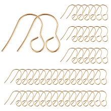 Honeyhandy 100Pcs 316 Stainless Steel Hypoallergenic French Earring Hooks, Flat Earring Hooks, Ear Wire, with Horizontal Loop, Golden, 18mm, Hole: 4.6mm, 20 Gauge, Pin: 0.8mm