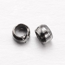 Honeyhandy Rondelle Brass Crimp Beads, Gunmetal, 2x1mm, Hole: 1mm, about 10000pcs/100g