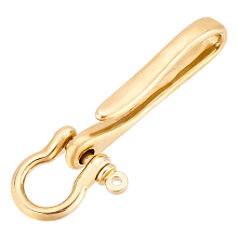 PandaHall Elite U-Shaped Brass Key Hook Shanckle Clasps, for Wallet Chain, Key Chain Clasp, Pocket Clip, Golden, 90x24x15mm, 1pc