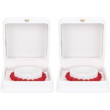 MAYJOYDIY 2pcs White Leather Bracelet Bangle Box Square Bracelets Display Storage Case White Granular Velvet Interior Jewelry Storage Box for Valentine's Day Gift Wedding Engagement Proposal Birthday