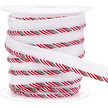 BENECREAT 10 Yards Twisted Lip Cord Trim, 3/8 inch Red and White Polyester Edge Piping Trim Cord with Diagonal Stripe for Garment Clothing Pillows Lamps