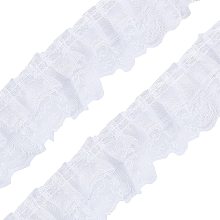 FINGERINSPIRE 20 Yards/23m 2-Layer White Pleated Organza Lace Ribbon Gathered Mesh Chiffon Fabric Lace Applique Tulle Trimming for Craft Sewing Dress DIY Handmade Decoration